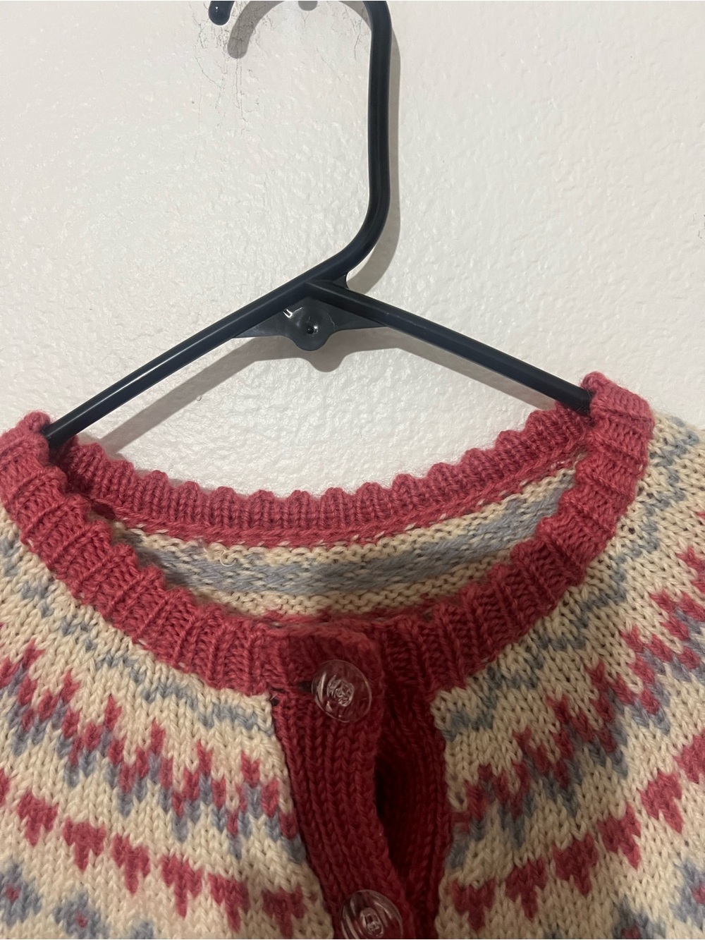 Women’s Pink Fair Isle Button-Front Cardigan Sweater - Picture 12 of 16
